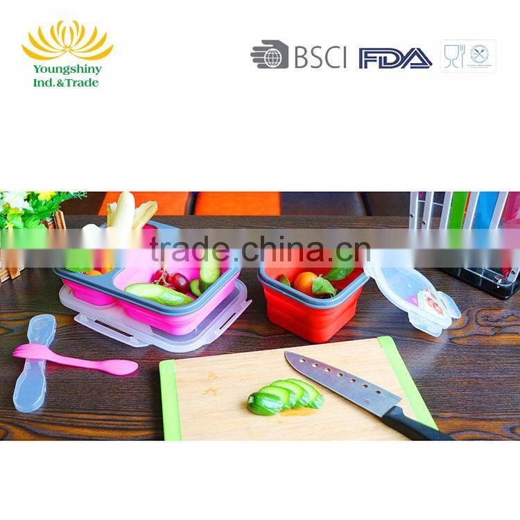Silicone collapsible school lunch box