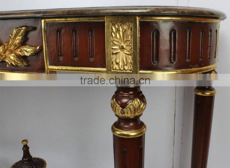 Art Deco Brown And Gold Console Table