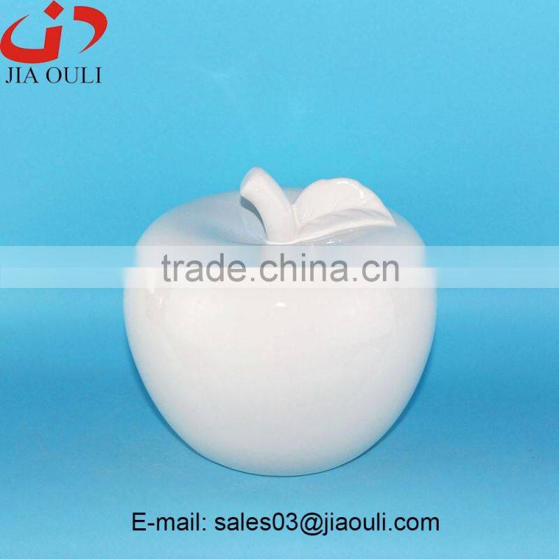 Good sales home decoration white ceramic apple