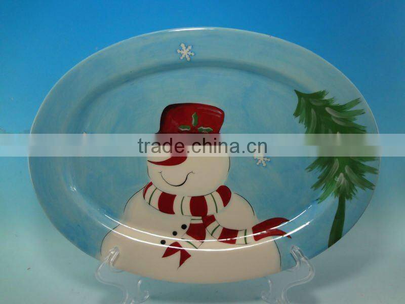 Round Christmas Ceramic divided plate