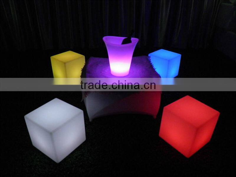 Folding plastic led table/bar cube tank/led office commercial table
