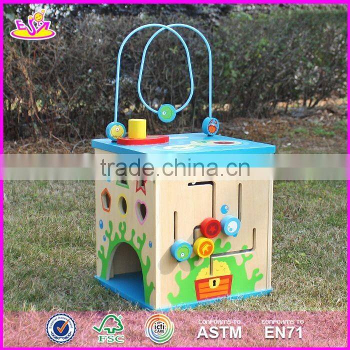 2017 new design 5 in 1 multi-function children wooden bead maze table W11B134