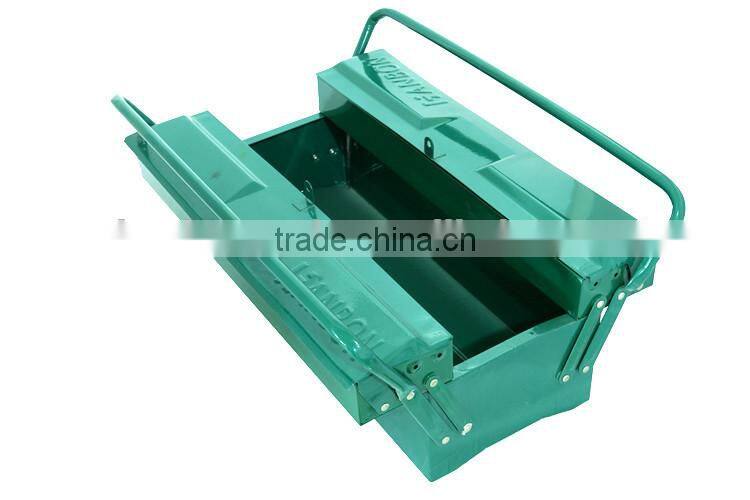 Double layers portable tool box with metal handle