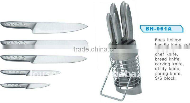 6pcs steel kitchen knife set with block,High-quality material,all steel handle