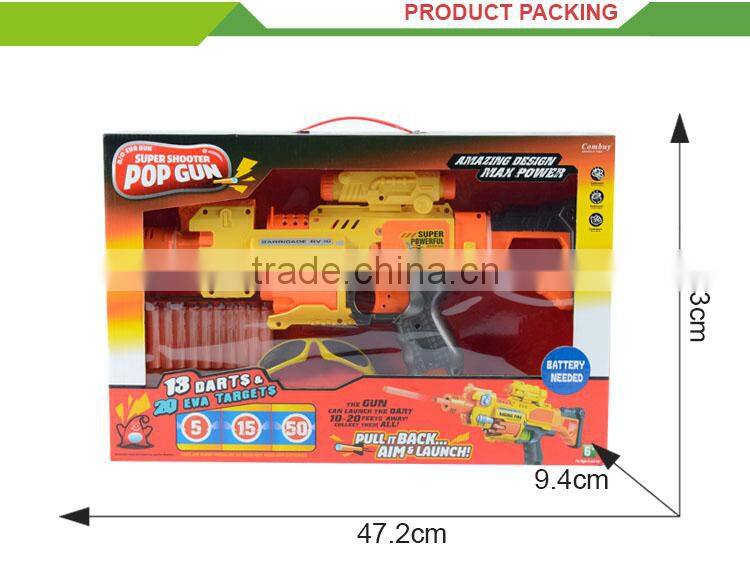 Safe air soft plastic shooting pop gun yellow bullet gun toy
