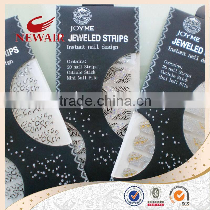 Newest Nail Art Jeweled Strips Shiny Crystal Wraps Decals Nail Foils Patch Tip Tips + 1 nail file + 1 manicure stick