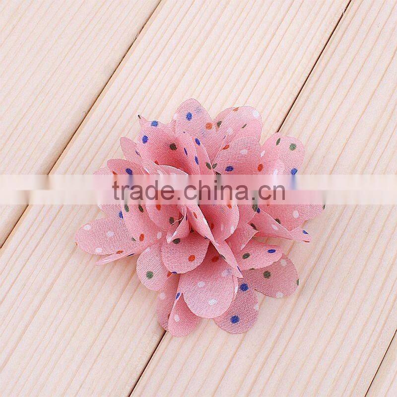 handmade fabric flower clip with dot for kids hair accessories