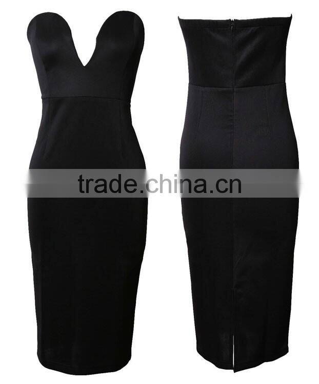 fashionable guangzhou factory price dress quality party wholesale strapless dress black evening dress