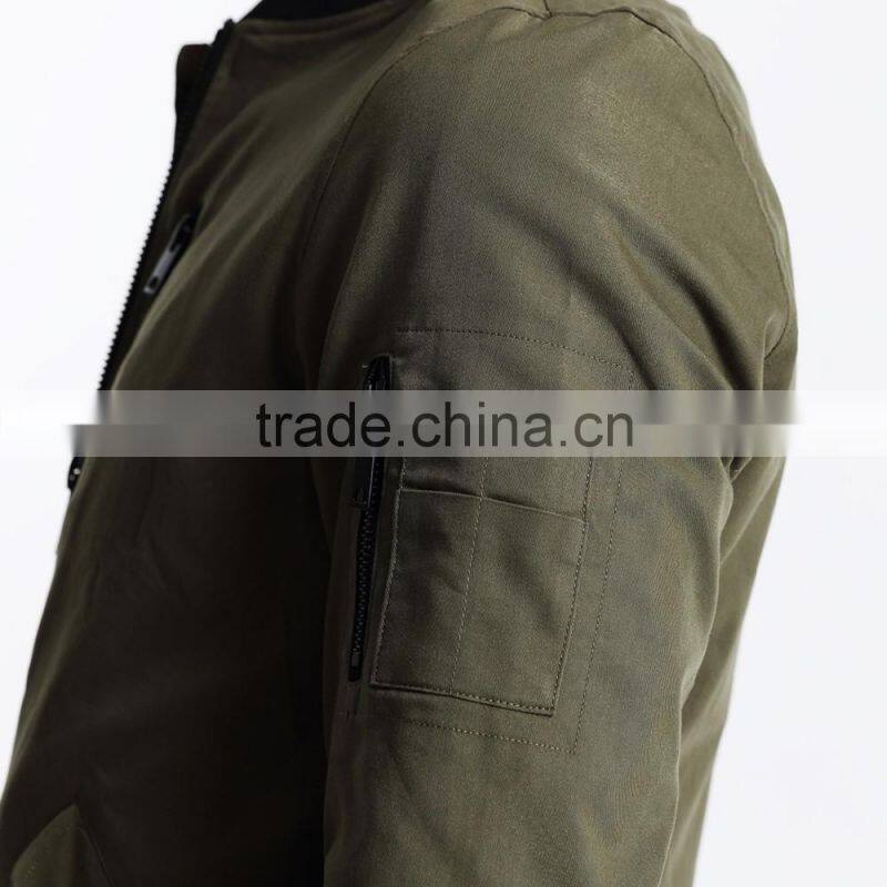 Polycotton mens jacket with sleeve zipper fashion varsity jacket plain baseball jacket