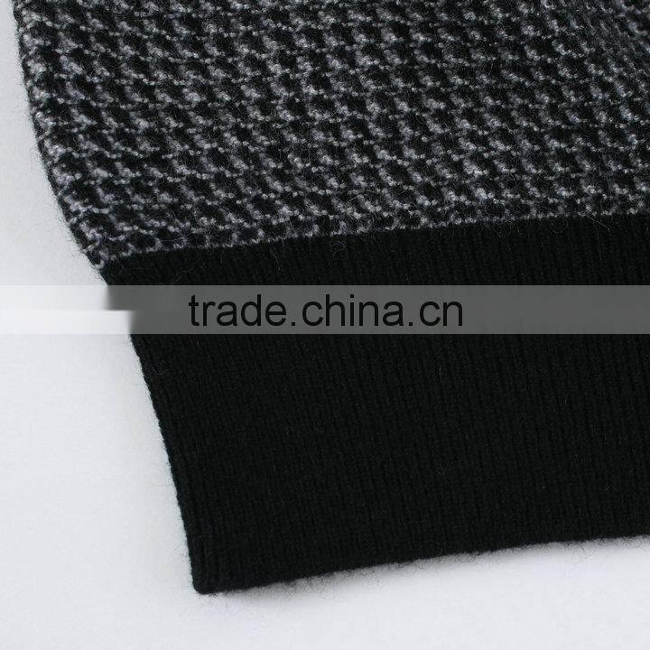 Houndstooth pattern jacquard sweater knitting machine for V-neck pullover sweater ,jacquard knitting fabric for men sweater