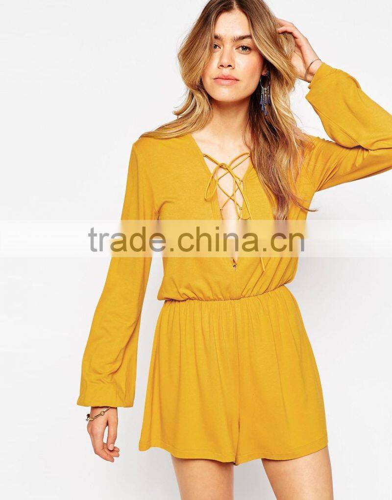 2015 China factory OEM ODM fashionable customized Romper with Lace up Front
