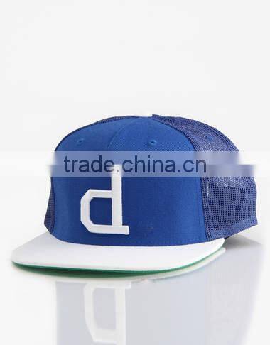 Flat brim blue custom mesh snapback hat
