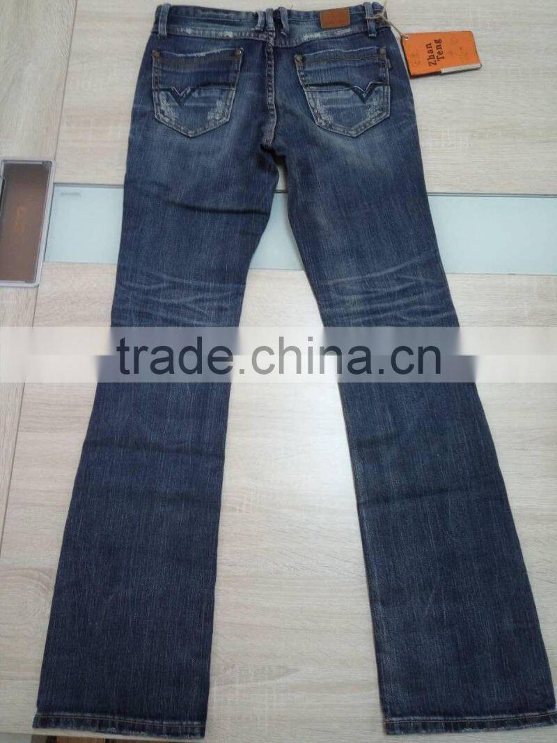 GZY professional jeans manufacturer washed denim bell-bottom women jeans 2017