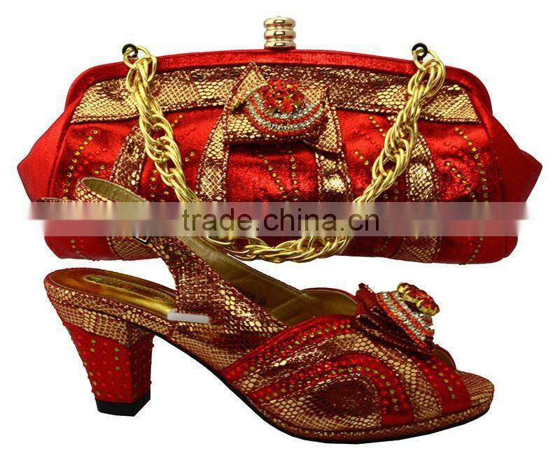 Personalized design good quality shiny elegant female shoes and matching bags lady dress matching shoes and bags MG1094