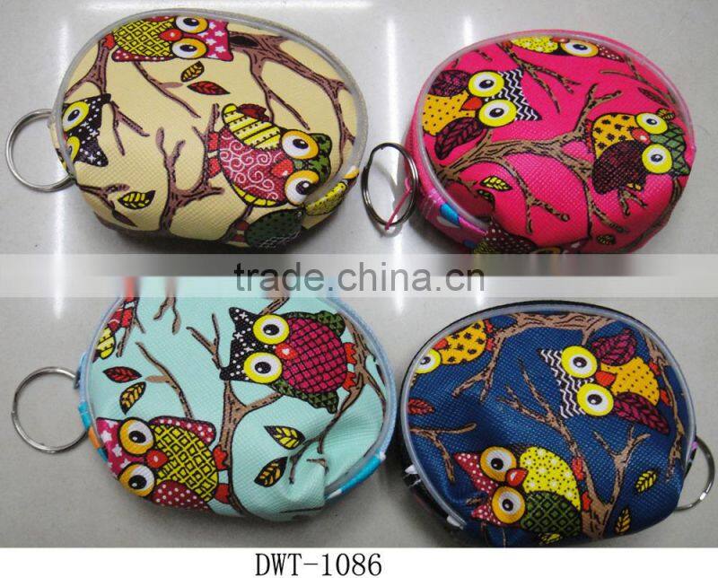 Fashion hot popular pvc leather gift owl cheap purse