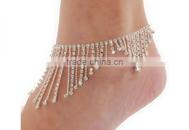 fashion strass crystal heart anklet bracelet bling bling crystal cupchain anklets bridemaids jewelry for wedding gifts