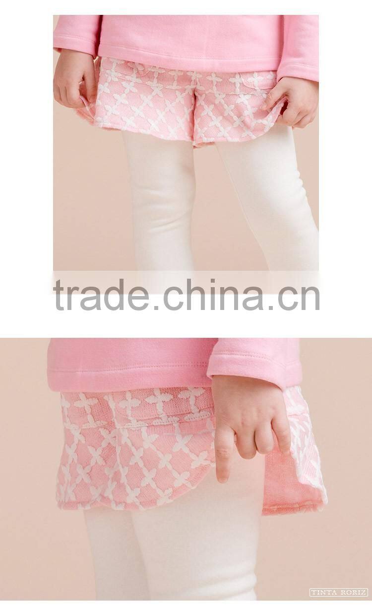 Winter Girls Short Pants And Legging Pices Jacquard Woolen Long Pant With Frill