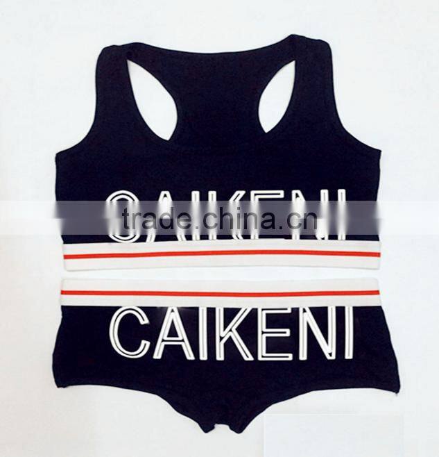 Custom Your Own Brand Logo Design Elastic Band Bra Bikini Lady Briefs Women 95%Cotton 5%Spandex Bralette Sport Crop Tank Top