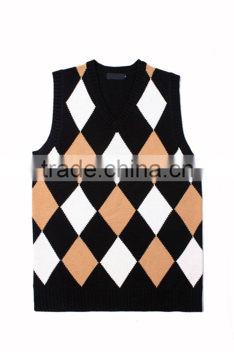 Diamond Sleeveless Sweater Knitting Pattern For Men