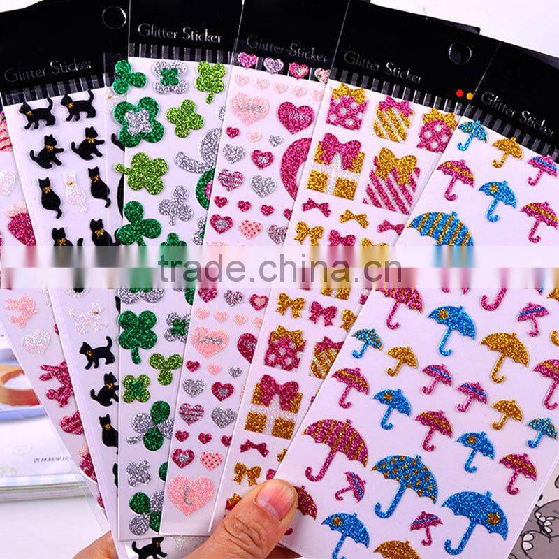 die-cut different shape sticker custom glittle / pvc sticker cheap children carton sticker for decoration