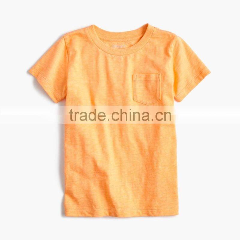 Wholesale comfortable custom design baby clothes 2017 Boys' slub pocket T-shirt new style plain children clothing