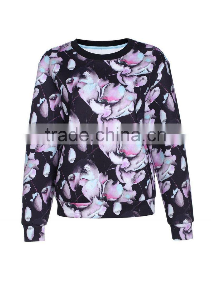 ladies custom sublimation full printing crewneck heavy sweatshirts/hoodies