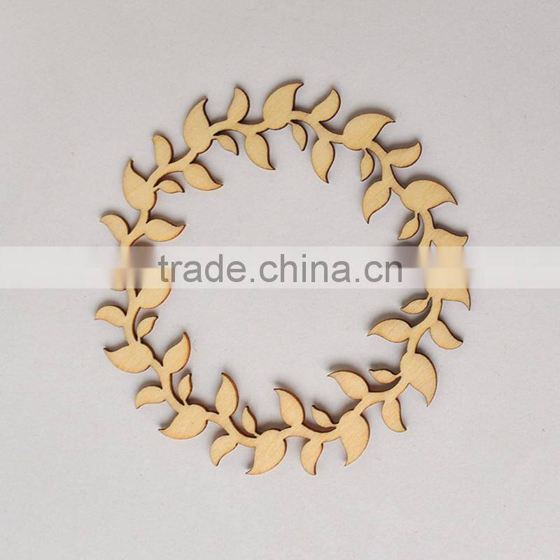 New Flowers Wreath Wooden Wall Stickers Home Decor Embellishment Craft