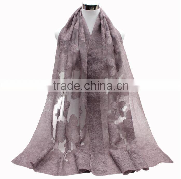 2017 New arrival fashion Plain color women hijab silk scarf
