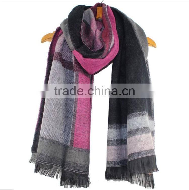 Colorful 100% Acrylic shawl stole Winter Geometric border Korean SCARF RL-206