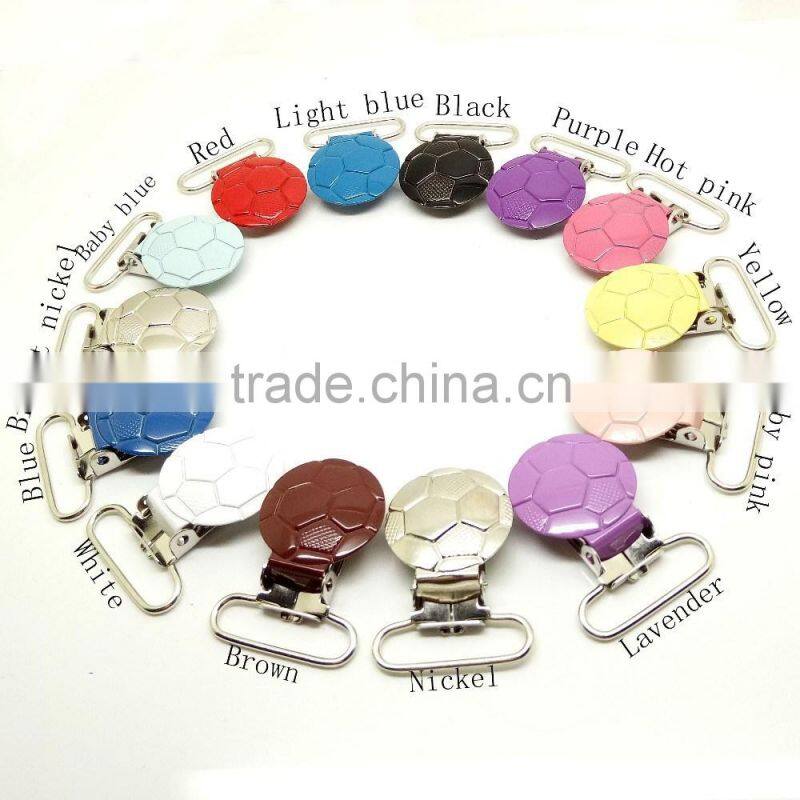 1" Pacifier Suspender Clips Custom Soccer Ball Suspender Clip Mixed Colors