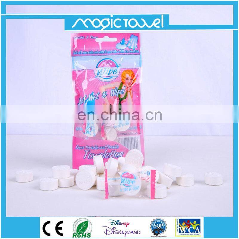 candy flow pack restaurant & hotel used disposable compressed nonwoven coin wipes magic grow towels