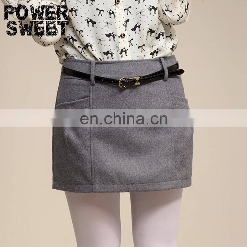 fahsion novelty design european winter style elegant grey simple pocket joker pencil lastest skirt design