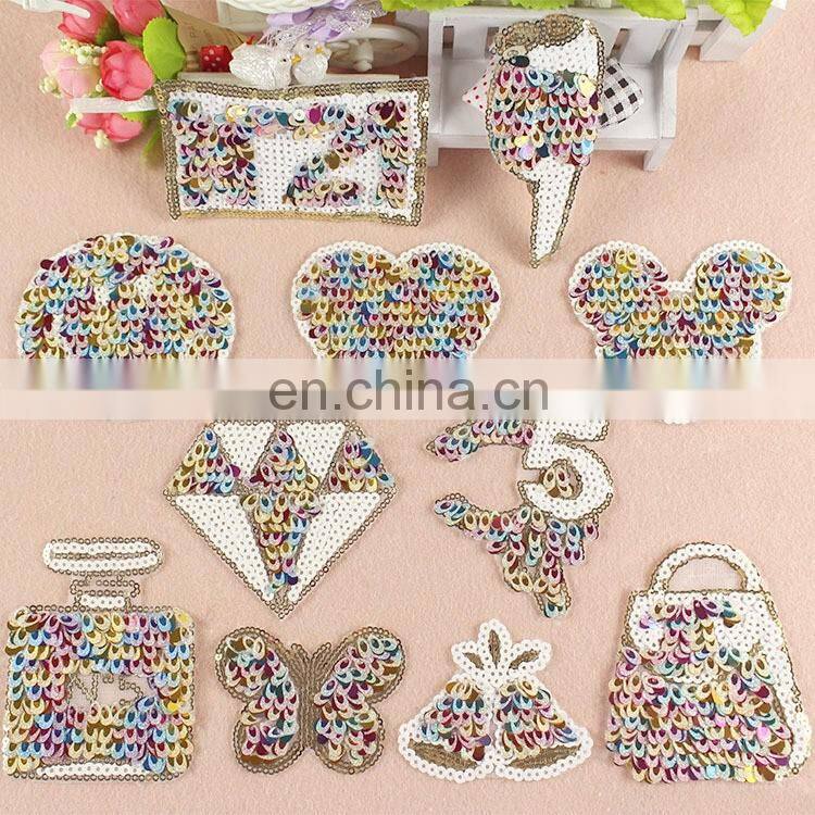 2017 DIY iron on/sew-on animal embroidery appliques with sequins/beads embroidered slim patch