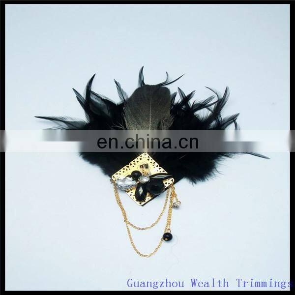 blakc and white feather hair fascinator/hairband/head wear/with chains decoration