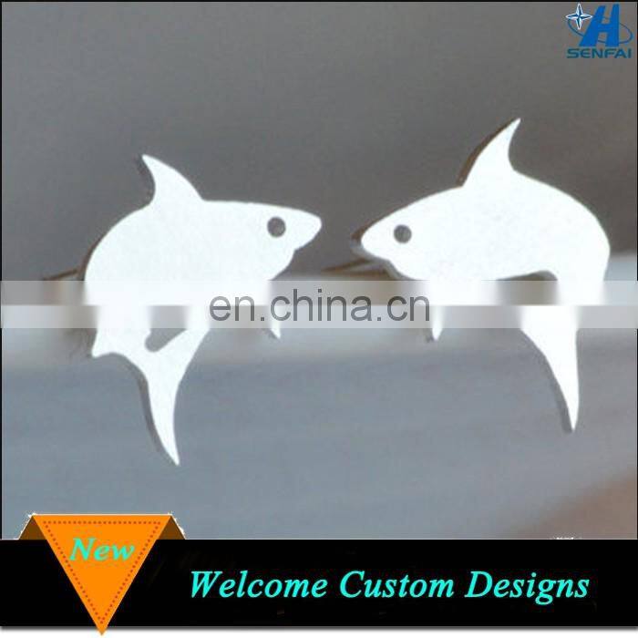 Handmade Silver Animal Shark Earring Studs in the Zinc Alloy