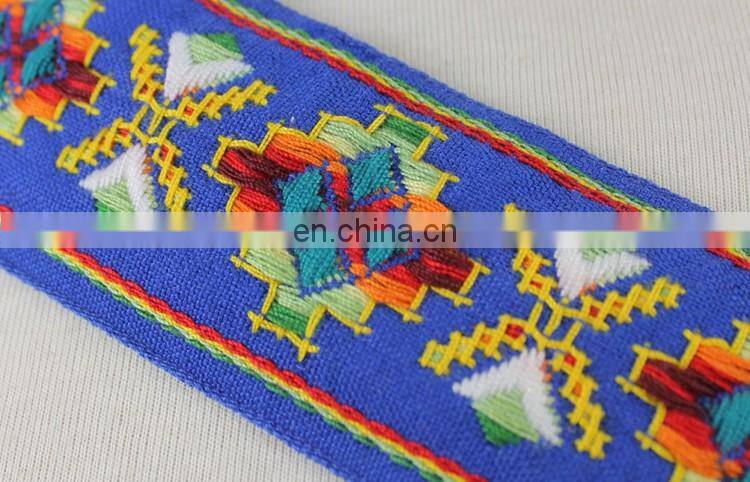 High quality embroidery jacquard ethnic ribbon trim for garment accessories