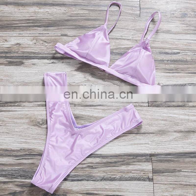 2019 Summer Swimwear Women Two Pieces Bikini Set Solid Padded Push Up Swimwear Swimsuit Pool badeanzug damen New Arrival
