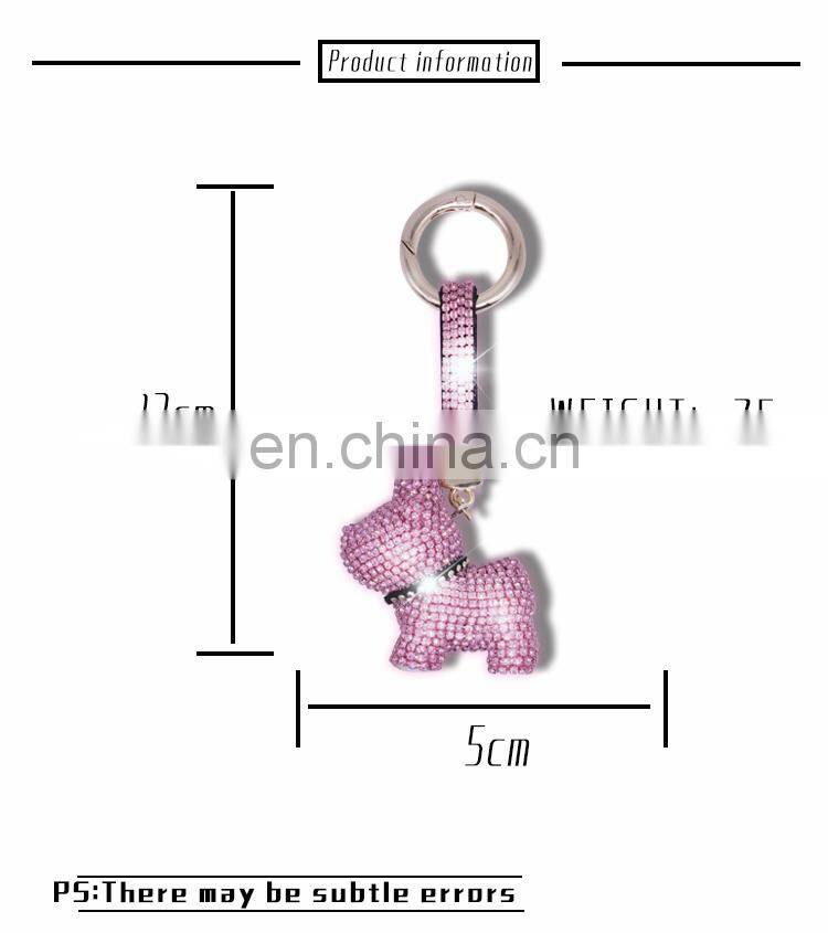 Christmas gift flash crystal Rhinestone cute dog pendant key chain creative sparkling complete with diamond dog keys