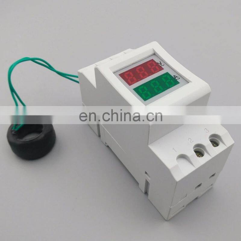2P 36mm Din rail Dual LED display Voltage and current meter voltmeter ammeter range AC 80-300V 200-450V 0-100A