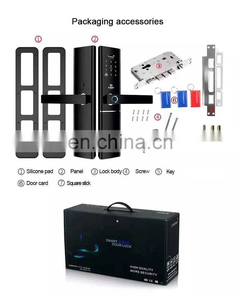 High Security Fingerprint Keypad Smart Door Lock unlock with Code, Card, Fingerprint ,handle and key