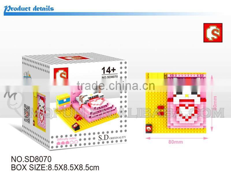 Mini Qute Sembo kawaii 8 styles hello kitty kt cat diamond plastic building block model educational toy
