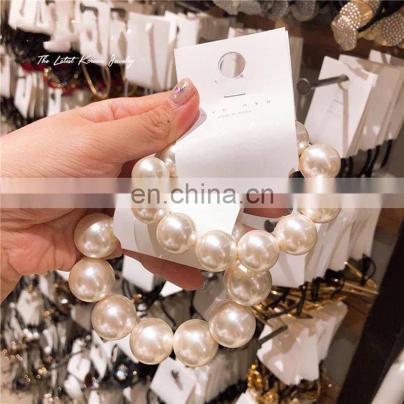 Woman Big Pearl Hair Ties Fashion Korean Style Hairband Scrunchies Girls Ponytail Holders Rubber Band Hair Accessories