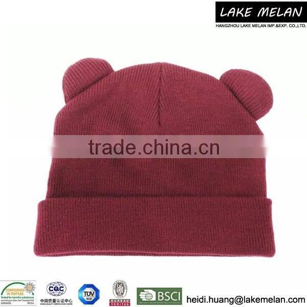 100% Acrylic Knitted Hat With Ear For AW 16