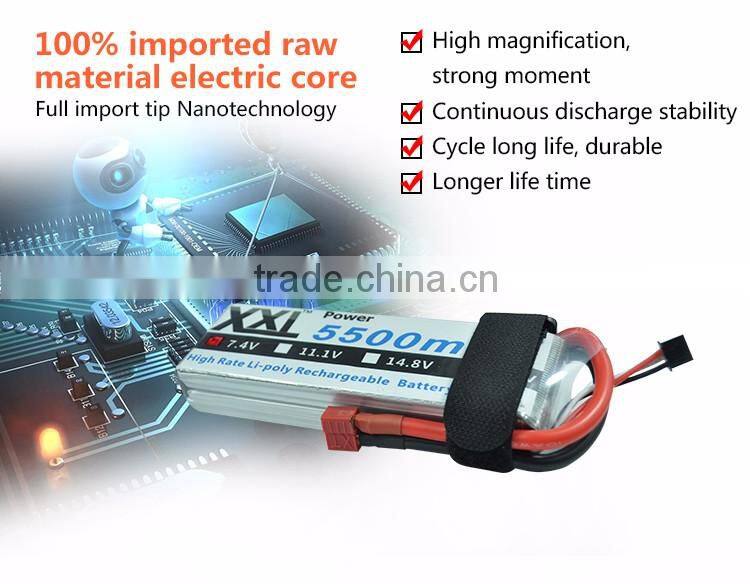 High powe lipo battery 5500mah 7.4v with Universal Plug System
