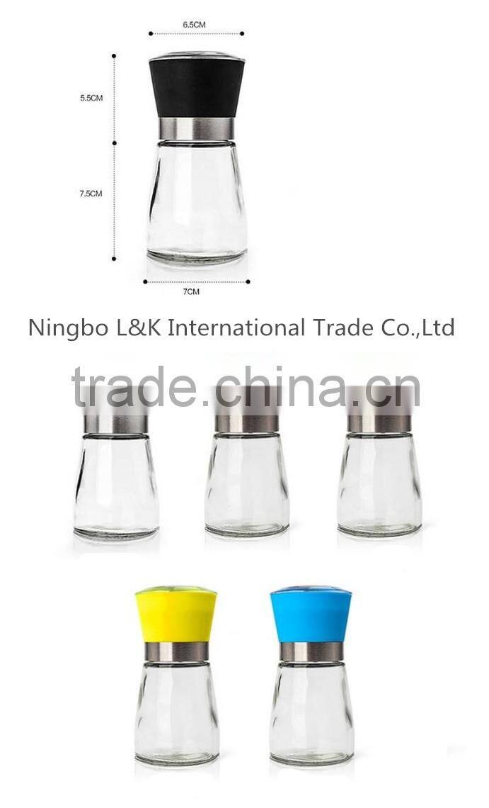 Custom salt pepper grinder,glass spice grinder bottle