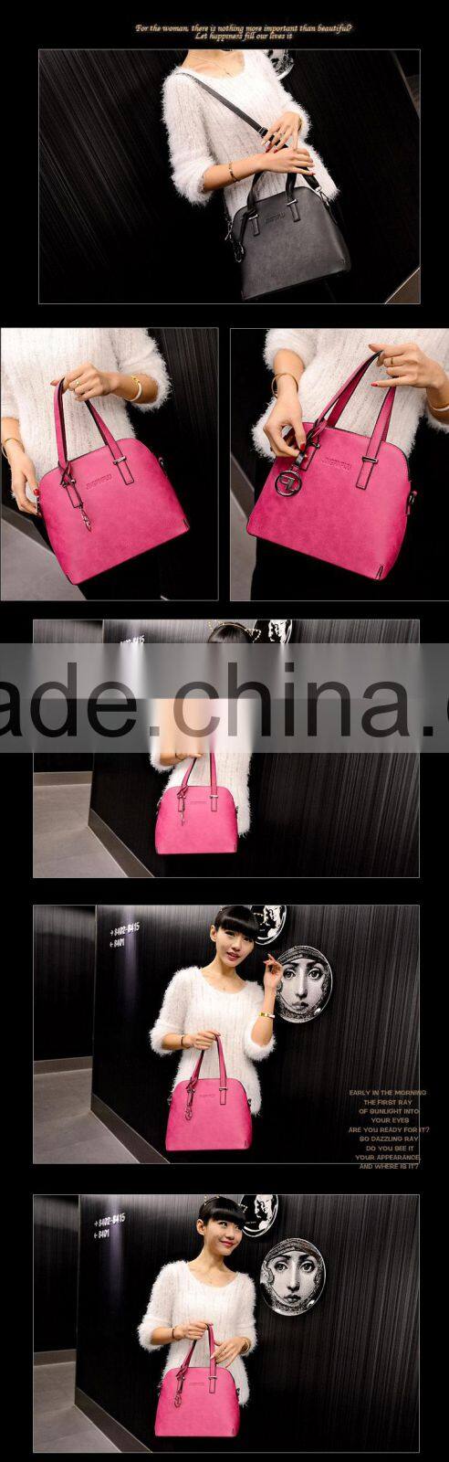 2015 wholesale Popular model design women gender PU leather handbag/tote bag