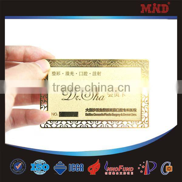 MDC033 stainless steel golden business card metal business card factory price