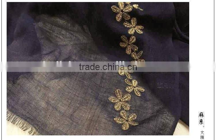Charm Elegant Large Plain Small Leaf Embroidery Patterns Scarves Fashion