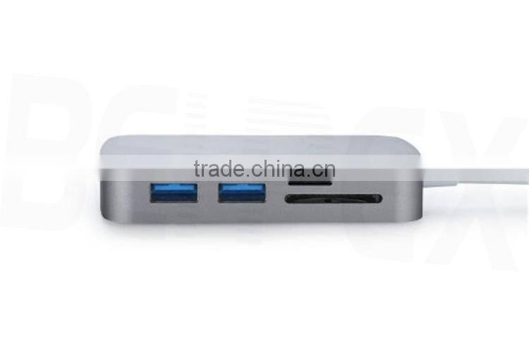 High Speed ABS USB-C to RJ45 & USB 3.0 Type-A 2 Ports Adapter