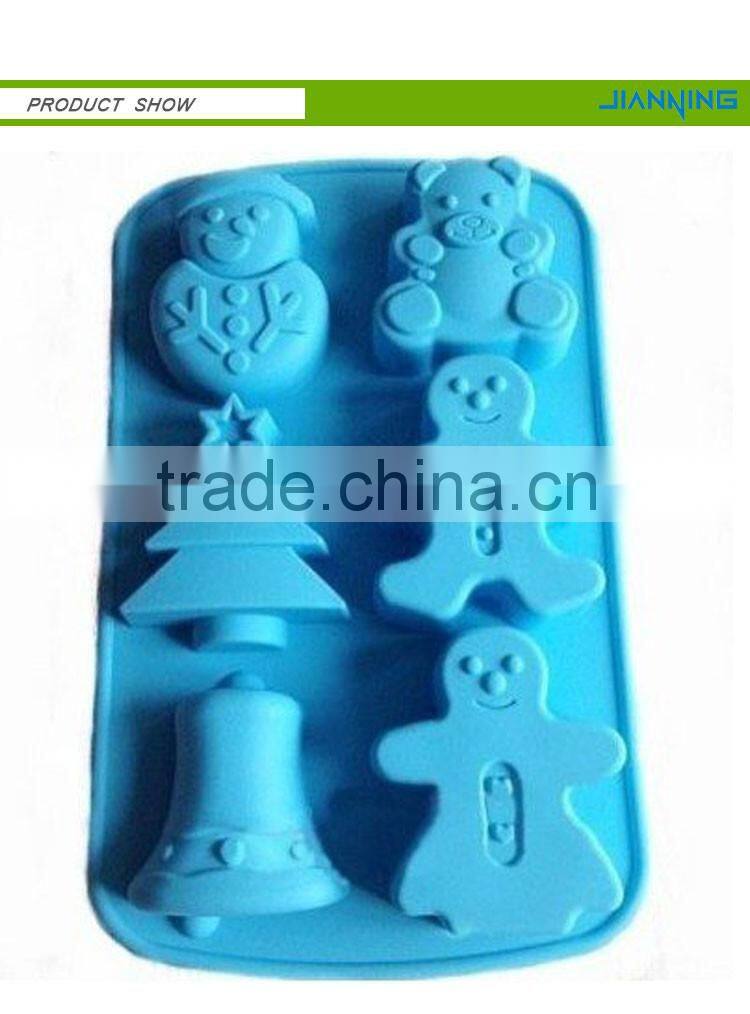 6 Cavity Silicone Christmas Stocking Boy Tree Mold Cake Brownie Pan with christmas bell